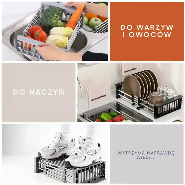 Stojak nad zlewem do warzyw, owoców i naczyń